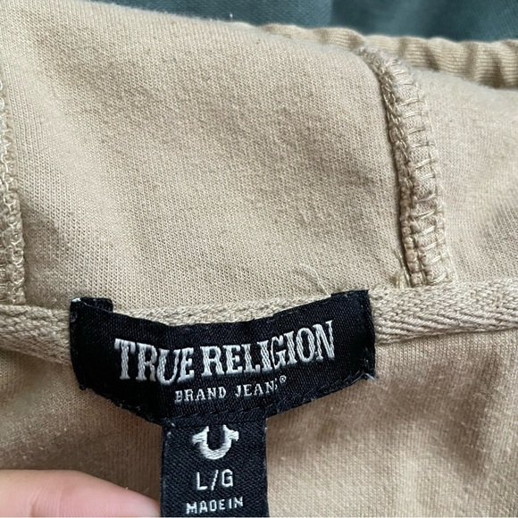 True Religion Color Block Cropped Zip Up Hoodie Size Large - Picture 5 of 6